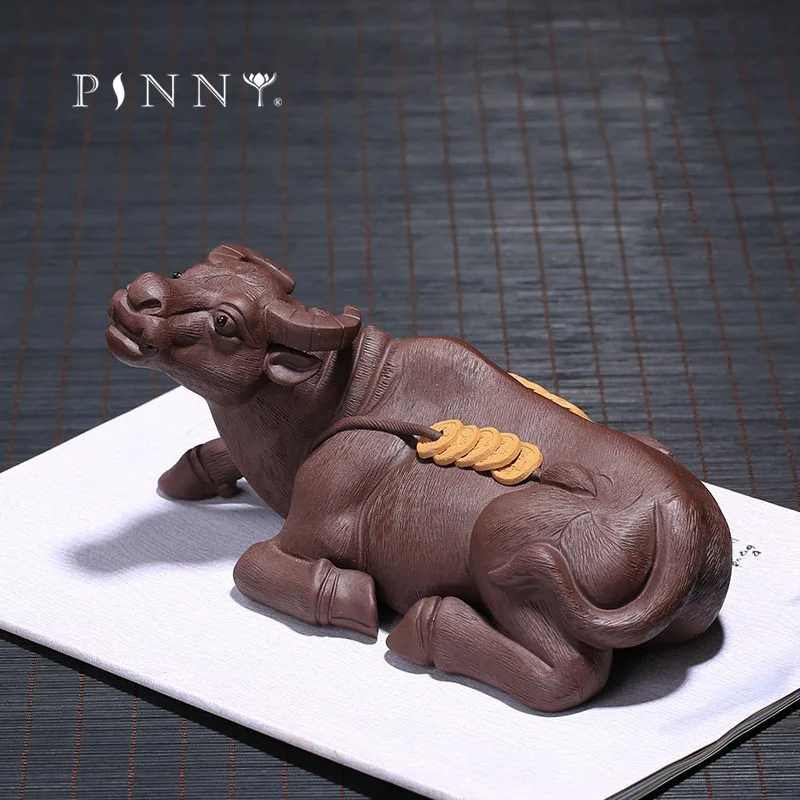 Большая статуя быка PINNY Zi Sha Coin фиолетовая глина корова чай домашнее животное