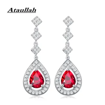 

Ataullah Long Drop Ruby Earrings Dangle Hanging Waterdrop Earrings Sterling Silver 925 Jewelry Gemstone for Elegant Women EW067