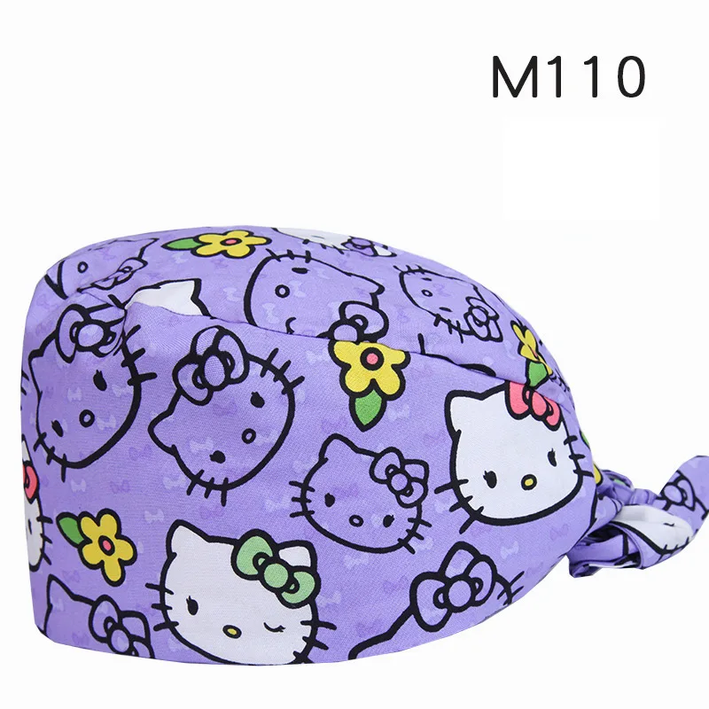 Surgical Cap 4 Темно-синие ветеринарные унисекс хирургические головные уборы для домашних животных, шапки для стоматолога, хлопок, с принтом кошки, хирургические или медицинские шапочки, рабочая шапка - Цвет: Surgical Cap 4