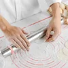 Adjustable Stainless Steel Rolling Pin Silicone Baking Mat Dough Roller 4 Removable Thickness Ring Cake Pizza Pastry Baking Tool 2