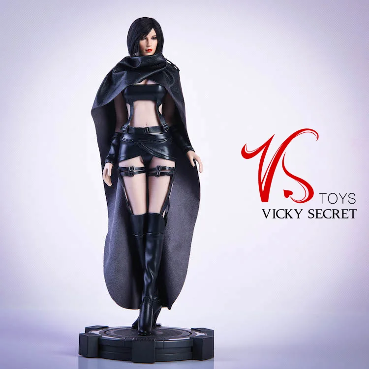 Vstoys 19XG39 1/6 женская черная кожаная накидка, бюстгальтер, юбка, комплект одежды для девочек, комплект одежды, подходит для TBLeague S07C, 12 дюймов, женское тело