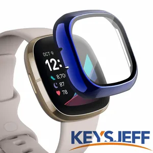 Защитный чехол для экрана, совместимый с Fitbit Sense/Versa 3, Твердый защитный чехол с покрытием для экрана, бампер, охватывающий весь корпус KJ61008