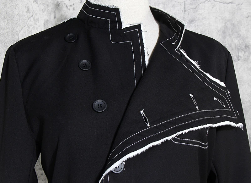 Very best  TWOTWINSTYLE Black patchwork Mesh Asymmetrical Jacket for women Stand Collar Long Sleeve Autumn cas