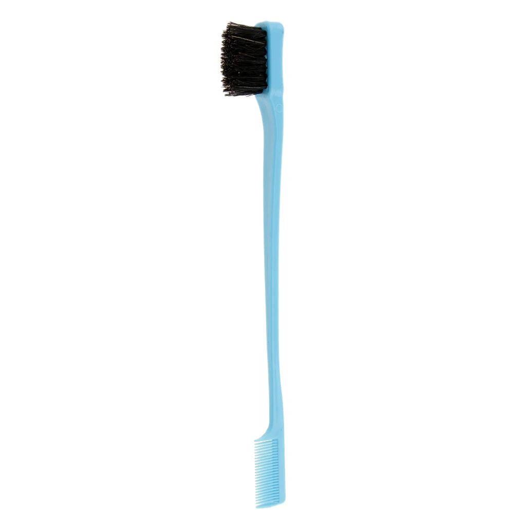 2pc Dual Sided Edge Brush Comb Smooth Gentle Control Natural Look Black Blue