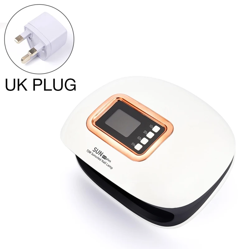 UK Plug 72 Вт УФ-лампа светодиодный светильник для ногтей с 36 светодиодный с двумя ручными лампами Сушилка для ногтей маникюр отверждение Гель-лак для ногтей 10s 30s 60s 99s автоматический датчик - Цвет: UK Plug