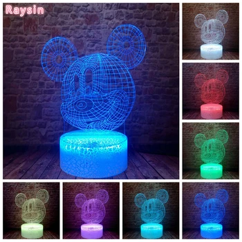 

Mickey Mouse Head Hologram 3D Lamp Night Lights for Kids Child Bedroom Decorative Lighting Cool Gifts for Christmas Decor Lamp