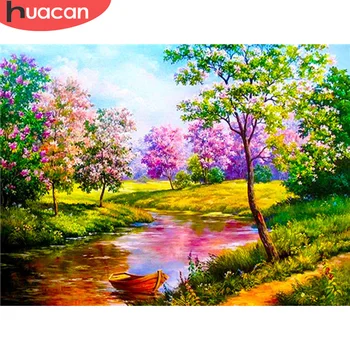 

HUACAN 5D Diamond Painting Lake New Diamond Embroidery Tree Mosaic Sale Landscape Home Decoration Wall Decor