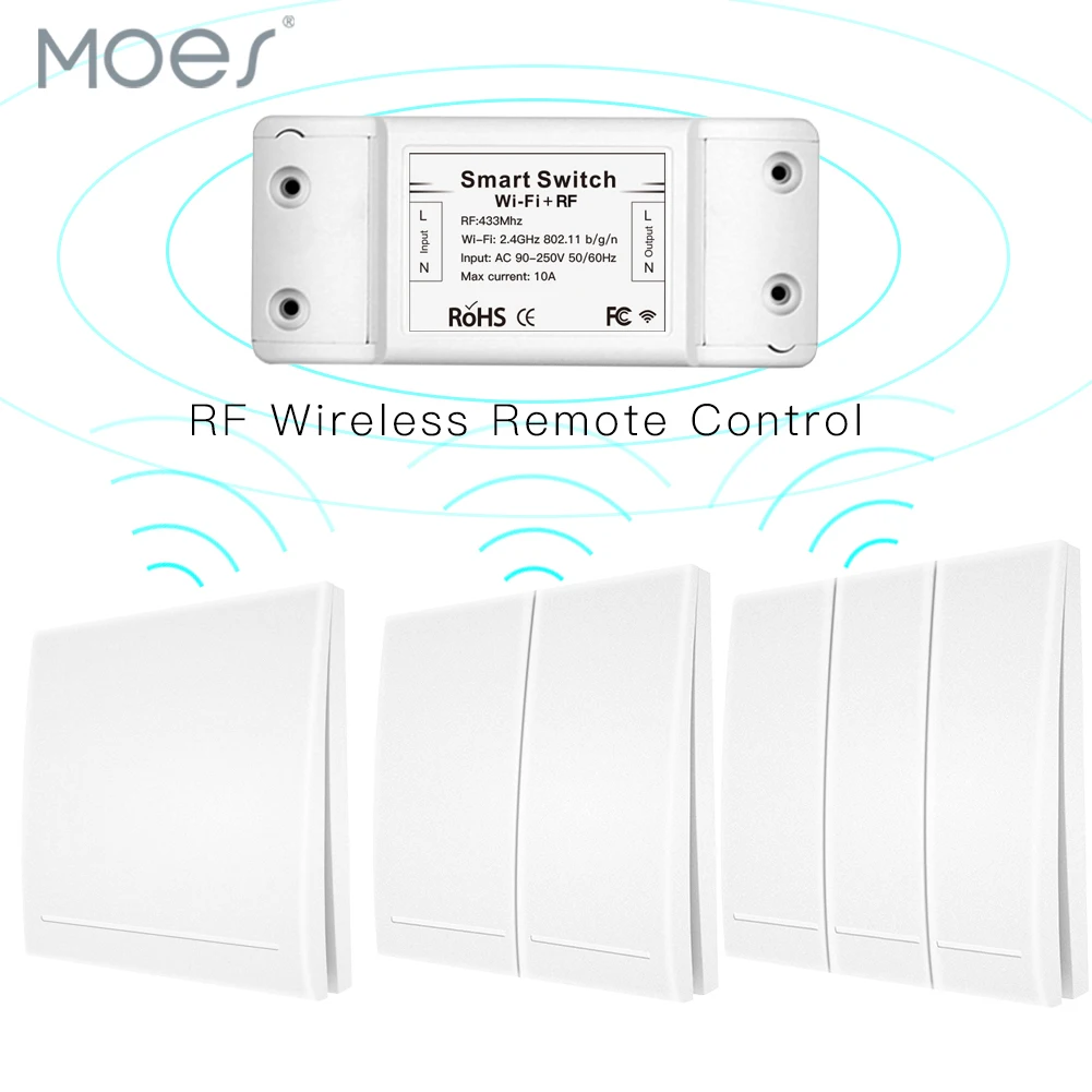 Умный кнопочный переключатель RF433 110 В 220 приемник Wifi беспроводной пульт