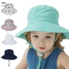 Sombrero de Sol para bebé, gorra para niños, Panamá, Unisex, playa, sombrero de cubo, gorros infantiles de dibujos animados, protección UV ► Foto 1/6