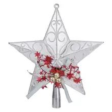 Пластиковая Рождественская елка звезда Топпер сверкающие украшения рождественской елки 20 см(серебро