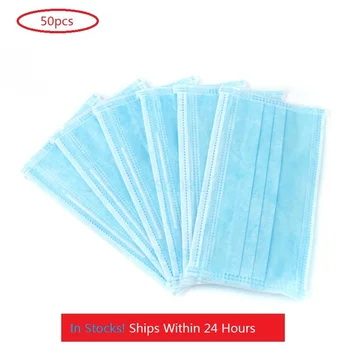 

50Pcs/lot Disposable Protective Mask 3 Layer Elastic Mouth Soft Breathable Anti-Pollution Face Mask DROPSHIPPING Support