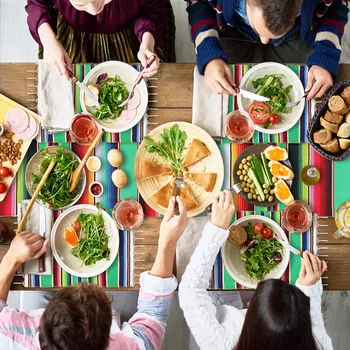 

Mexican Table Runner with Place Mats(8 Pcs), Mexican Serape Assorted Place Mats Mexican Party Wedding Decorations, Fringe Serape