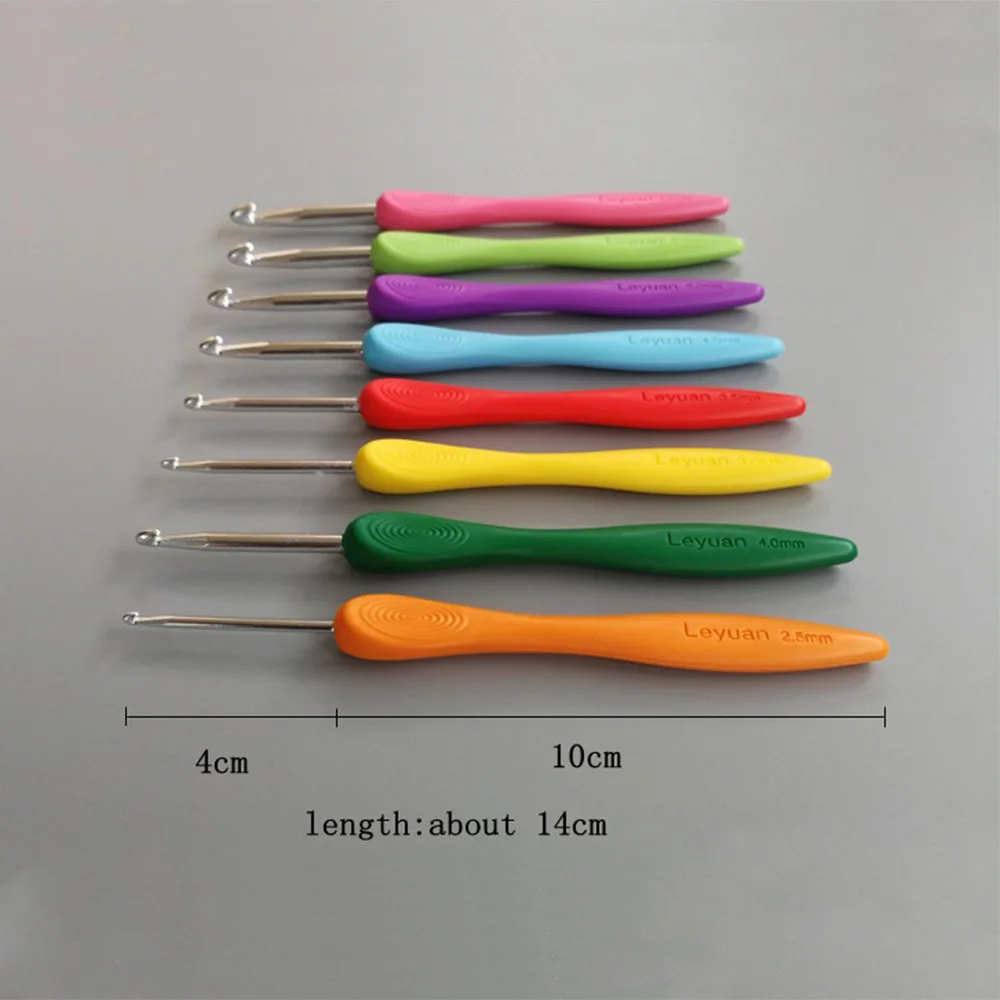 8pcs/set Crochet Hook 2.5-6.0mm Aluminum Crochet Needles with Colorful Soft Rubber Grip Cushioned Handles Knitting Needles dressmaking supplies