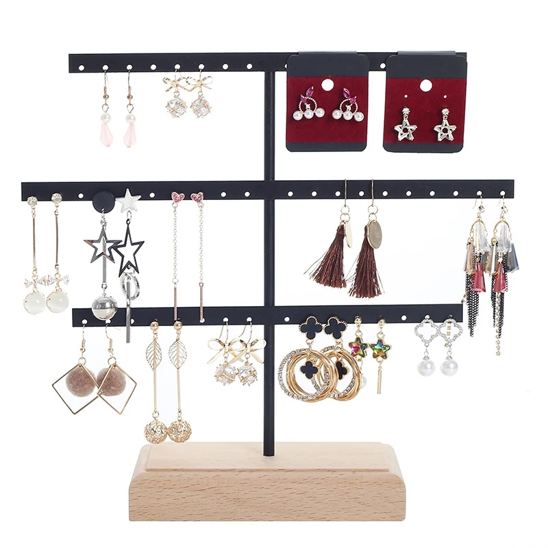 Fashion 52 Hook Earring Jewelry Organizer Earring Organizer Hanging Holder Necklace Display Stand B