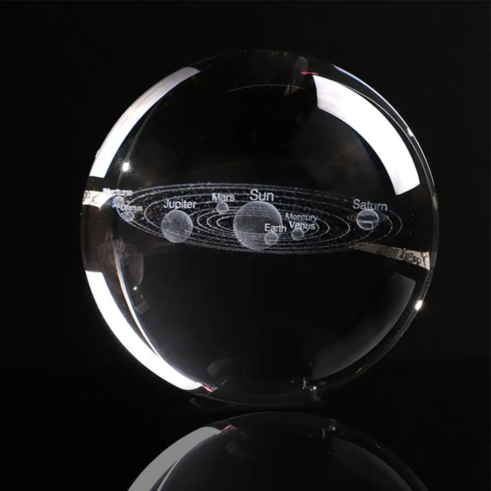 3D солнечная система хрустальный стеклянный шар с гравировкой планеты Глобус прозрачный декоративный шар с подставкой для декора дома и офиса креативный подарок