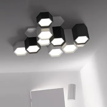 

Modern minimalist DIY combination hexagon design ceiling lamp frosted iron LED living room lighting acrylic decoration fixture