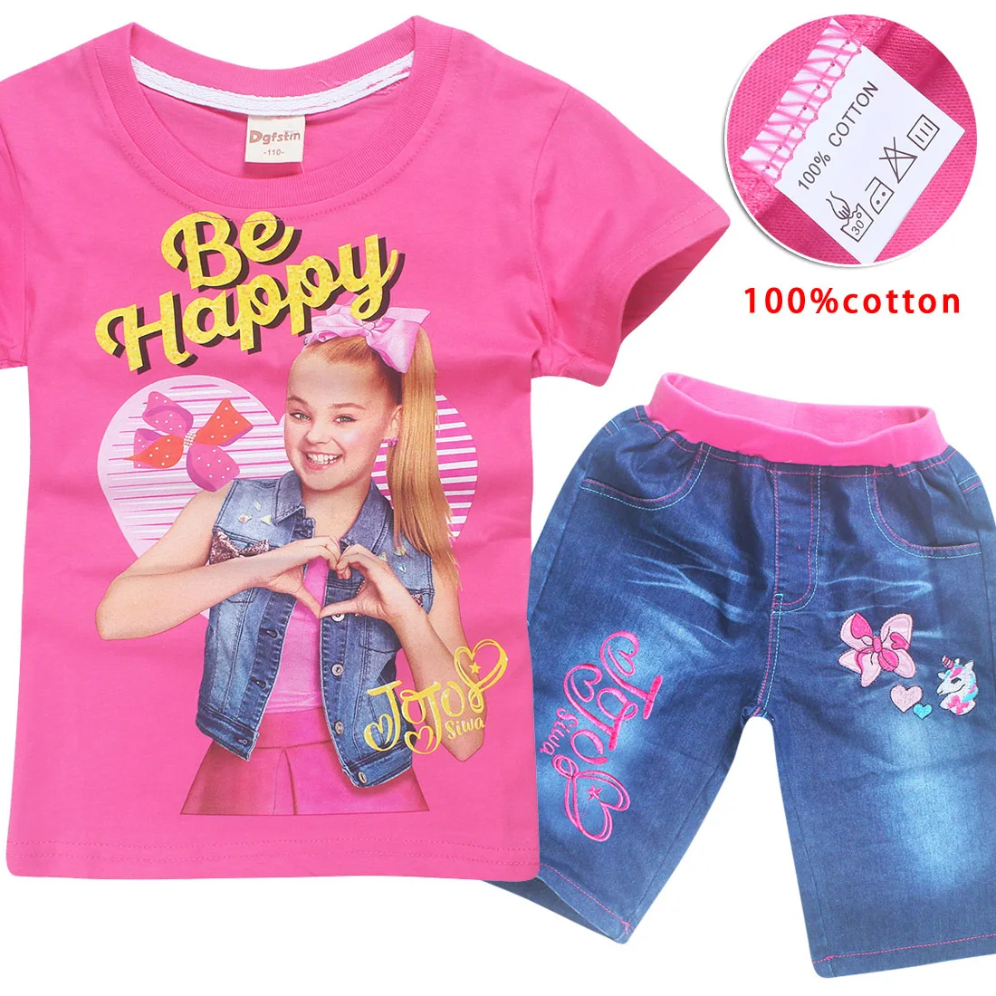 JOJO SIWA/розовые детские футболки хлопковые футболки для маленьких девочек комплекты с короткими рукавами для мальчиков и девочек футболки Одежда для девочек 10-12 лет - Цвет: S8357-red