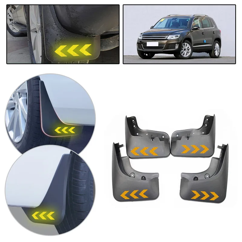 Для Volkswagen VW TIGUAN(MK1) 2008- Автомобильные Брызговики защитные светоотражаПредупреждение Брызговики автомобильные аксессуары