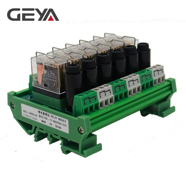 

GEYA NGG2R Din Rail 6 Channel Relay Module with Fuse Protection Ormon Relay PLC Price
