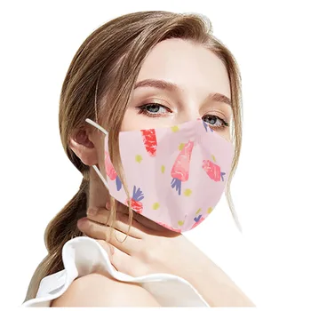 

5cps Unsex Adult Mask with Filters Cute Cortoon Printed Mouth Mask Outdoor Haze Sunscreen Universal Protective Face Mask #BL1