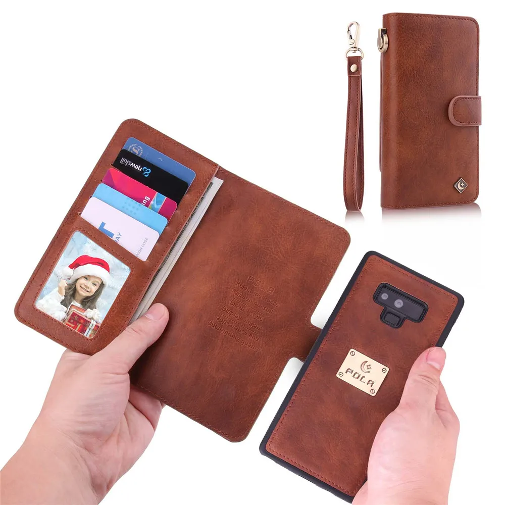 Fashion Lanyard Phone Case for Samsung S8 S7 Note8 Note9 2 in 1 Magnet Flip PU Wallet with 7 Card Slots Purses Kickstand | Мобильные