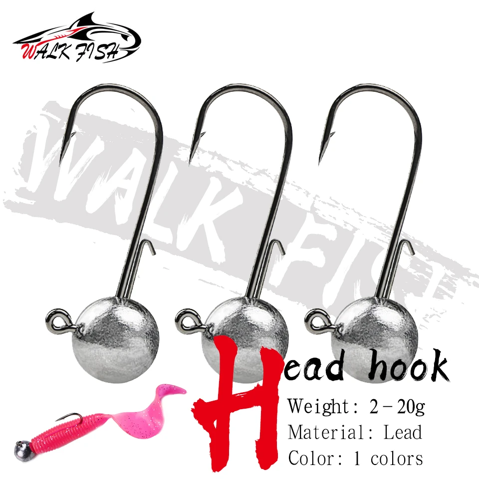 Walk Fish 5pcs Lot Ned Head Jigs Hook 2g g All Size Round Ball Jig Head Hook Weedless Long Shank Secondary Hooks For Soft Worm Fishhooks Aliexpress
