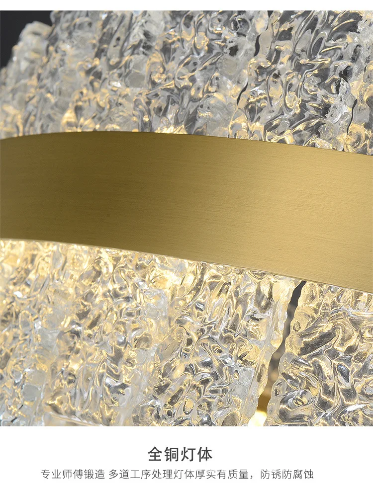 Todo o Cobre Lustre de Luxo Lâmpada de Cristal Nova Sala Estar Lâmpada Moderna Redonda Criativo Simples Nordic Restaurante Luz 15 Lustre de luxo com lâmpada de cobre,