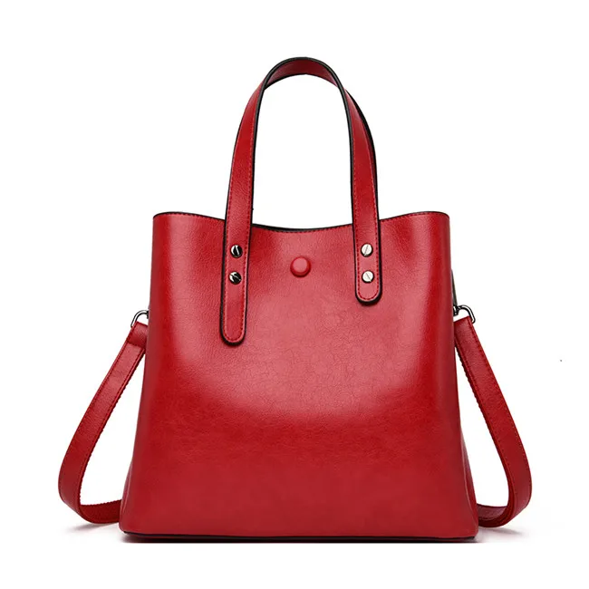 Модные женские сумки-тоут роскошные женские сумки Повседневная сумка ведро из натуральной кожи сумка на плечо дизайнерские сумки через плечо для женщин Sac - Color: Red