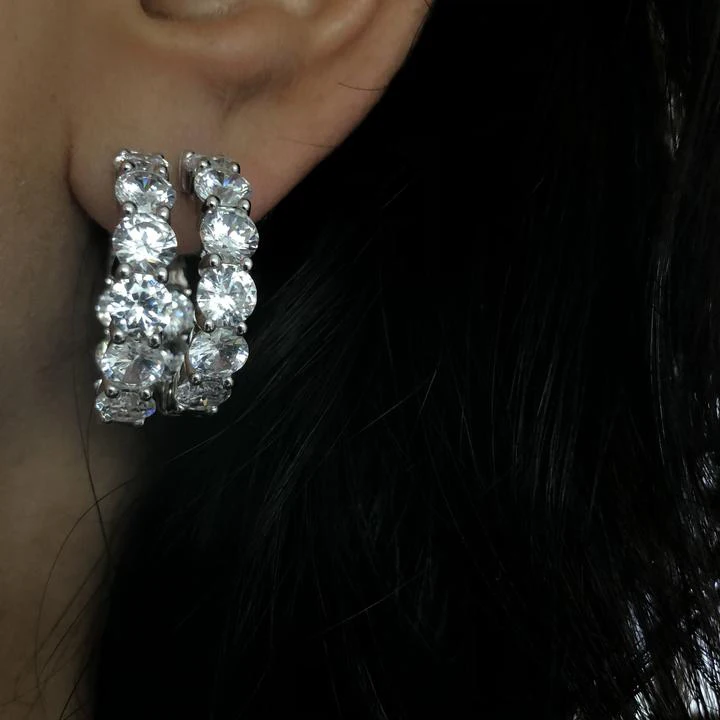 Серьги женские классические с фианитом сверкающие ювелирные украшения круглыми