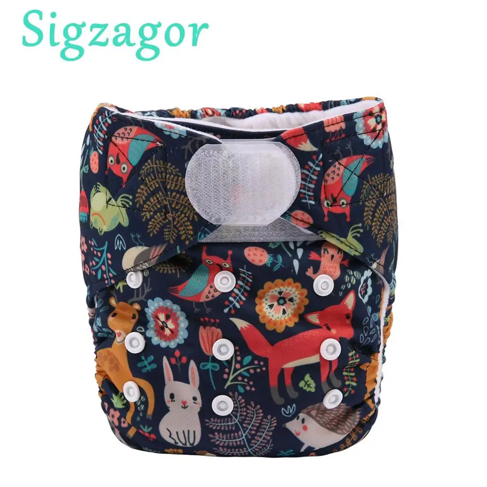 

[Sigzagor]1 Baby Pocket Cloth Diaper Nappy Hook Loop Wide Waist Stripe Tabs