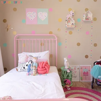 

Gold Silver Polka Dots Wall Stickers Big Circle Mid -dot Viny Wall Decals for Kids Room Home Decor DIY Stickers for Baby Nursery