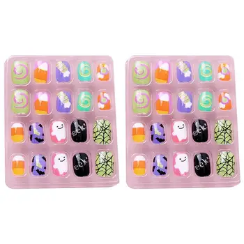 

40pcs Fake Nails Cute Funny Full Cover Nails Artificial Fingernails Nail Decorations for Girls