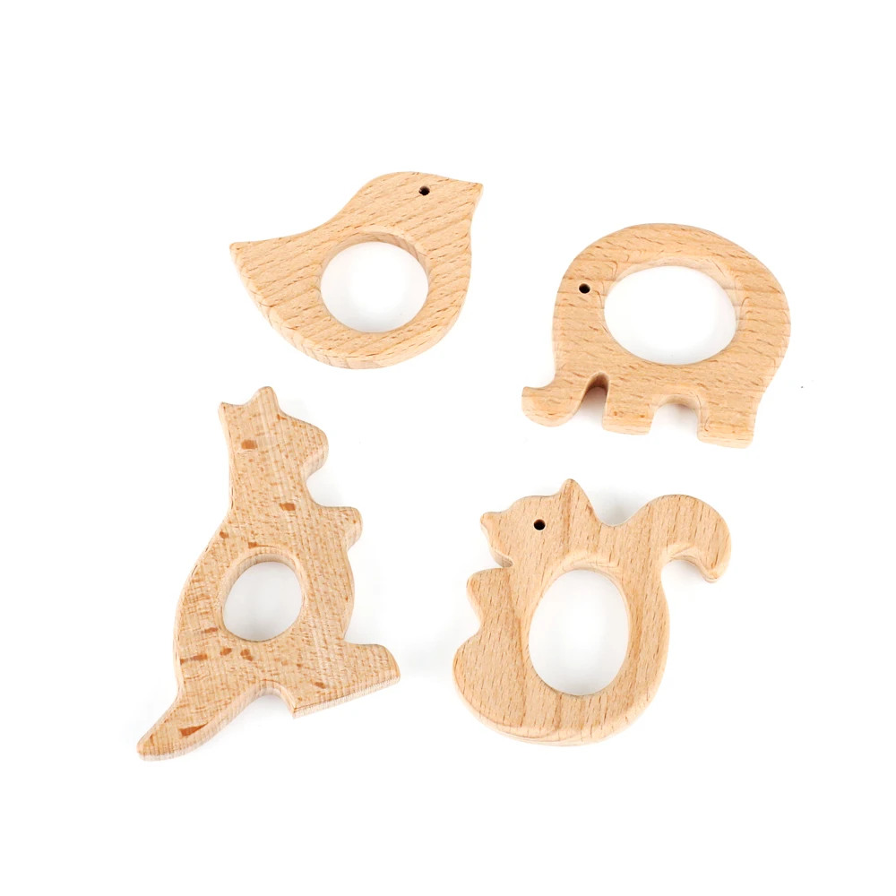 Baby Teething Toys Wooden Teether Animal Cartoon 1pc