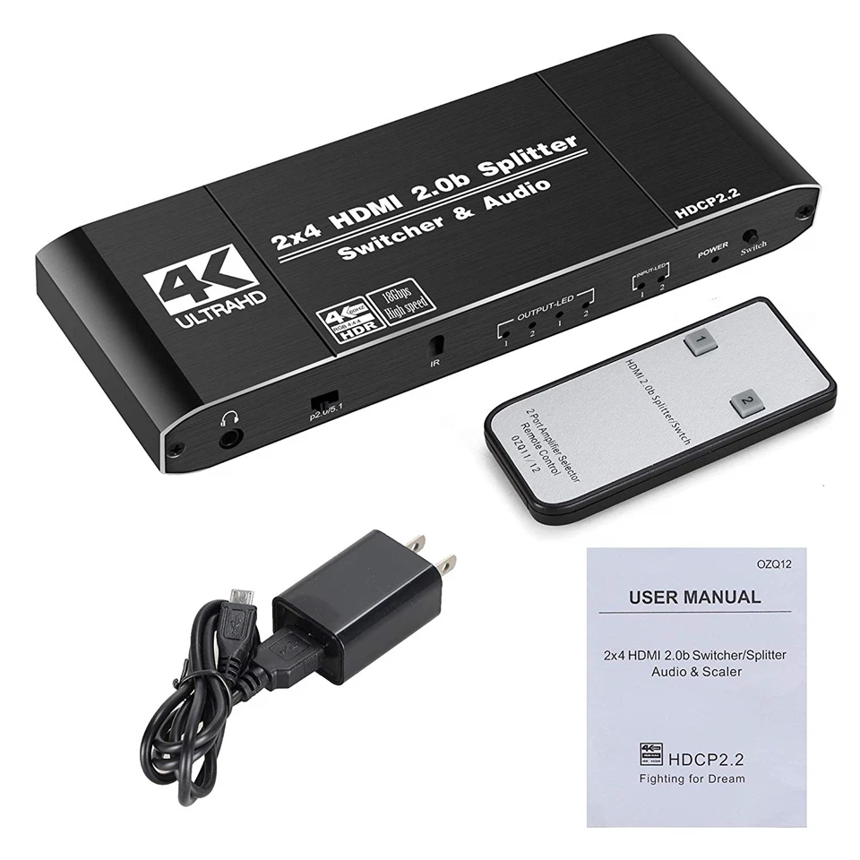 2020 4K 60Hz HDMI 2 0 переключатель дистанционного управления 2x2 HDR аудио экстрактор с ИК