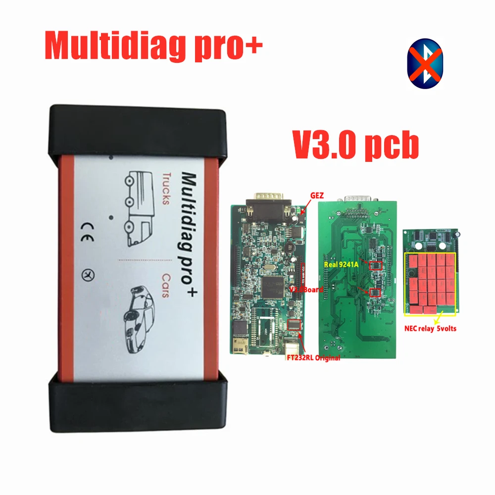 Multidiag Pro+ Green V3.0 pcb 2016R0 keygen с bluetooth диагностическим инструментом для мультибрендовых автомобилей и грузовиков obd2 VD DS150E C-D-P - Цвет: Without Bluetooth