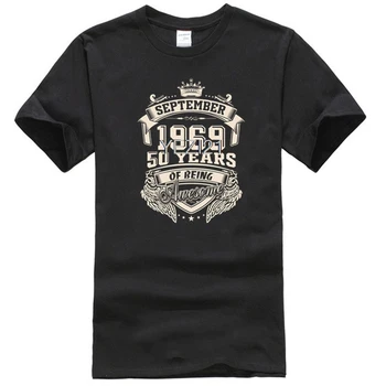 

Born in September 1969 50 years to be amazing for men T-shirt pop cosplay Oversize Cotton Crewneck custom made short sleeve