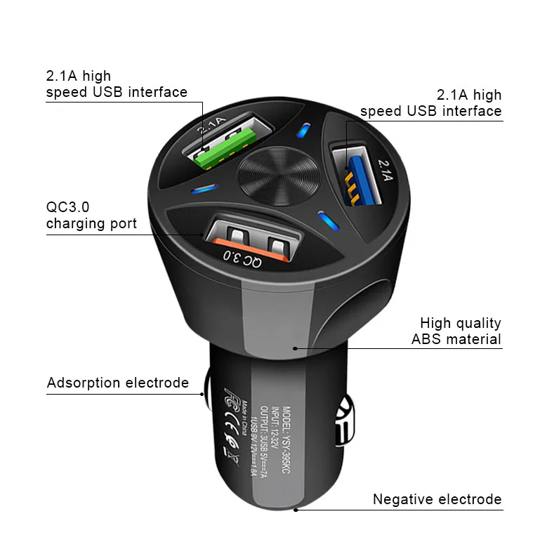 12V ڵ   , ڵ USB QC 3.0   3 USB й  ޴ ȭ DVR GPS MP3 ׼