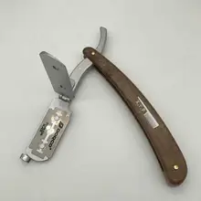 Мужская Легкая прямая бритва в стиле ретро с 10 лезвиями, ABS ручка с двойным краем Парикмахерская Бритва для бороды, коричневая