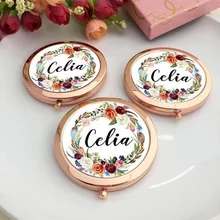 1 шт., индивидуальное складное зеркало для макияжа с логотипом, имя на заказ, дата, свадебный подарок, подарки для подружки невесты