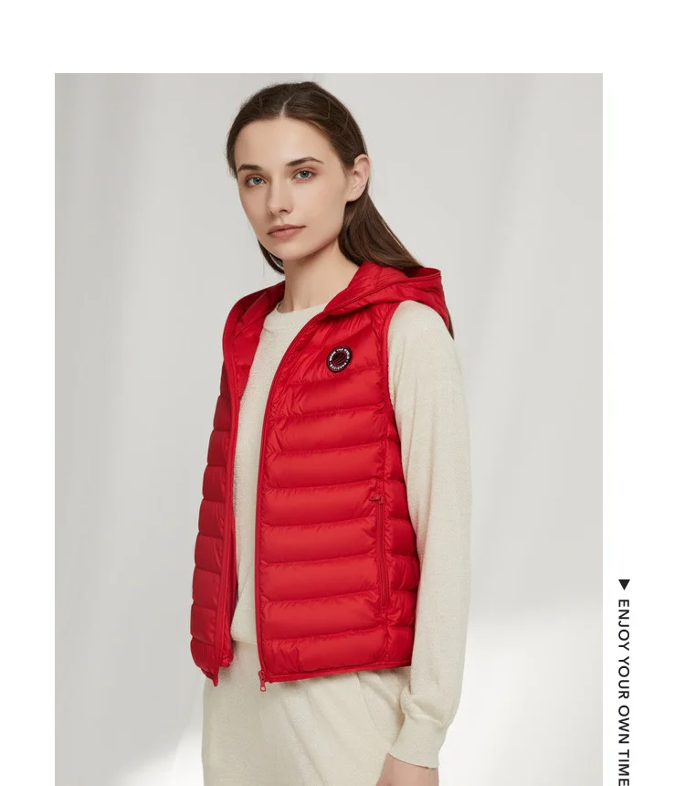 Bosideng пуховый жилет Женский легкий с капюшоном Короткий стильный высококачественный пуховый жилет водонепроницаемый складывающийся жилет B90131008