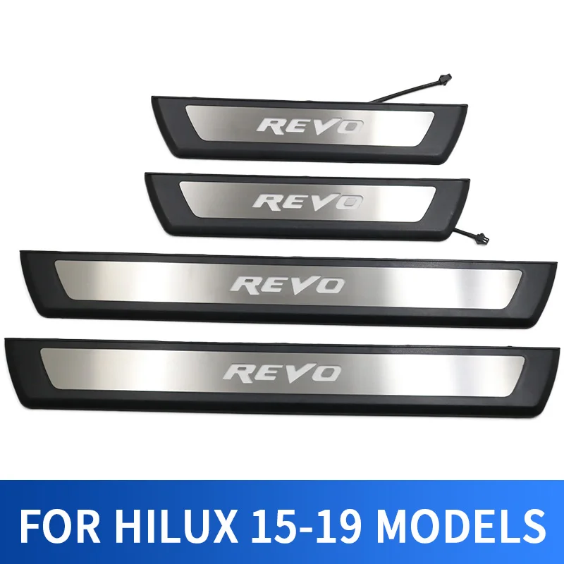 Для hilux revo- порога на плоской подошве для езды на велосипеде rof revo светодиодный порога с светодиодный свет нержавеющая сталь порога автомобильные аксессуары