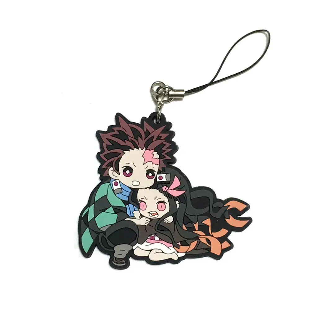 Demon Slayer: Kimetsu no Yaiba японский аниме Рисунок резиновый силиконовый Мобильный телефон брелок с подвесками ремешок брелок