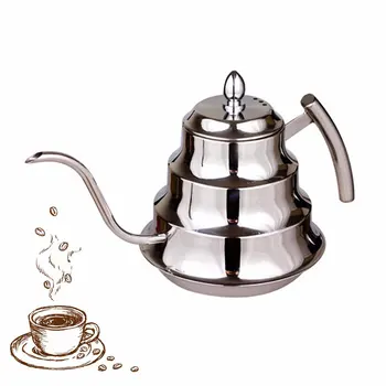 

Stainless Steel Gooseneck Coffee Pot Pour-over Coffee Kettle with Filter Hand Drip Coffe Maker Teapot Kitchen Tea Pot 1.2L