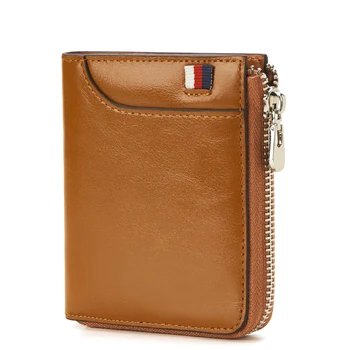 

Wallet Male Leather Genuine Vintage Men Coin Purse Zipper Men Wallets Small Perse RFID Card Holder Carteira Hombre Women