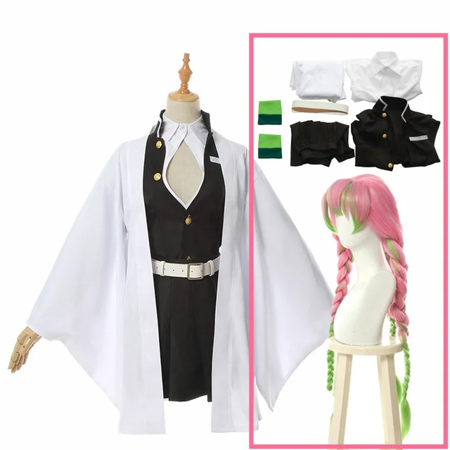 Adult Kids Demon Slayer Kimetsu no Yaiba Anime Kimono Kanroji Mitsuri Cosplay Costume A4 Costume wig