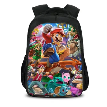 

16inch New Super Mario Smash Bros Cartoon Backpack Children School Bags for Boys Girls Satchel Kids Schoolbag for pupils