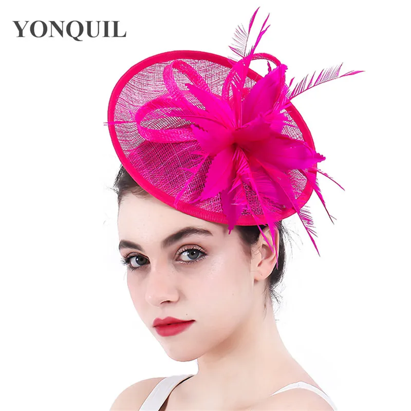 Elegant Lady Sinamay Fascinators Hat With Head Bands Wedding Elegant Women Female Formal Party Cocktail Chic Hair Accessories new spring autumn office lady fashion casual plus size cotton brand female women girls stretch flare jeans