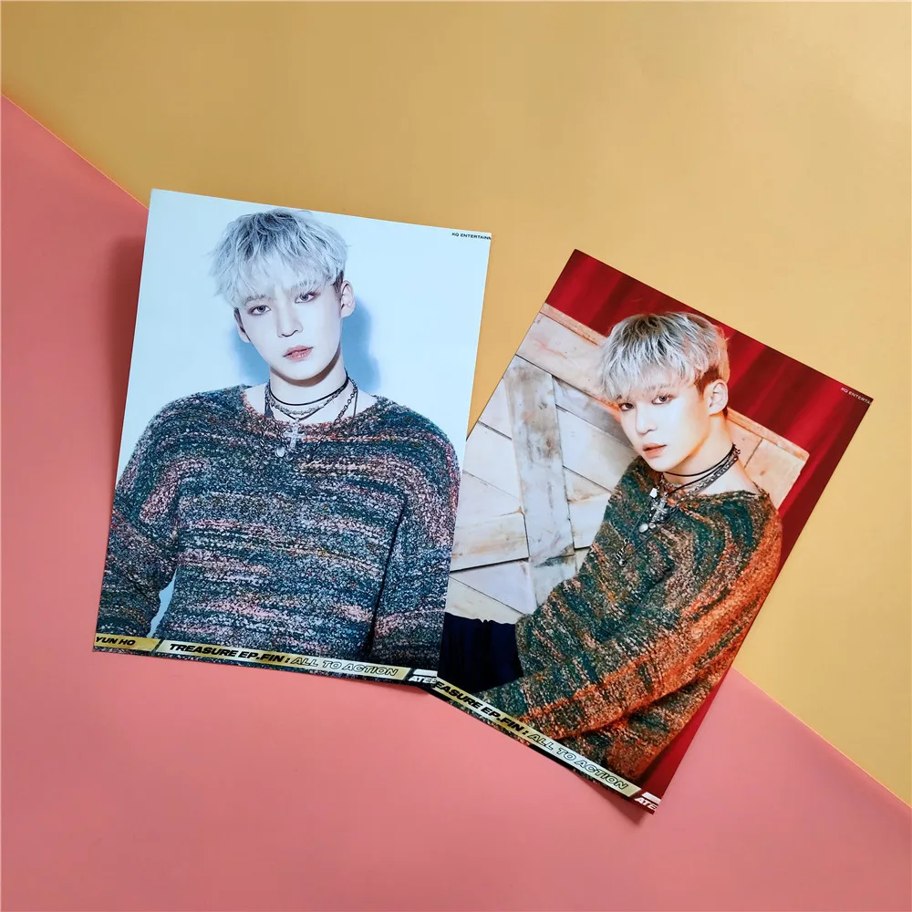 2 шт./компл. Kpop ATEEZ плакат наклейки 21*30 см самоклеящаяся фотоальбом Страна Чудес подвесная картина K-pop Ateez плаката фото - Цвет: YUN HO