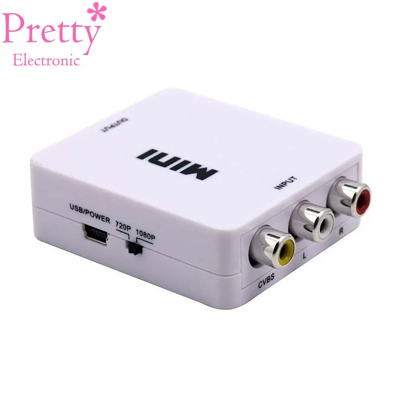 New Arrivals Mini 1080P Composite AV RCA to HDMI-compatible Video Adapter Support HD 720P av Converter Box |