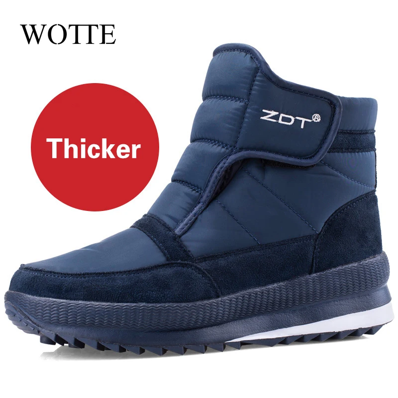 High quality Men Boots Winter Shoes Men Ankle Boots Waterproof Non-slip Warm Fur Flat Snow big size 36-47 кроссовки
